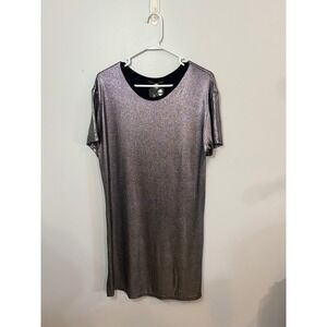 Cosmo and Nathalia Silver Metallic T-Shirt Dress Made in LA‎